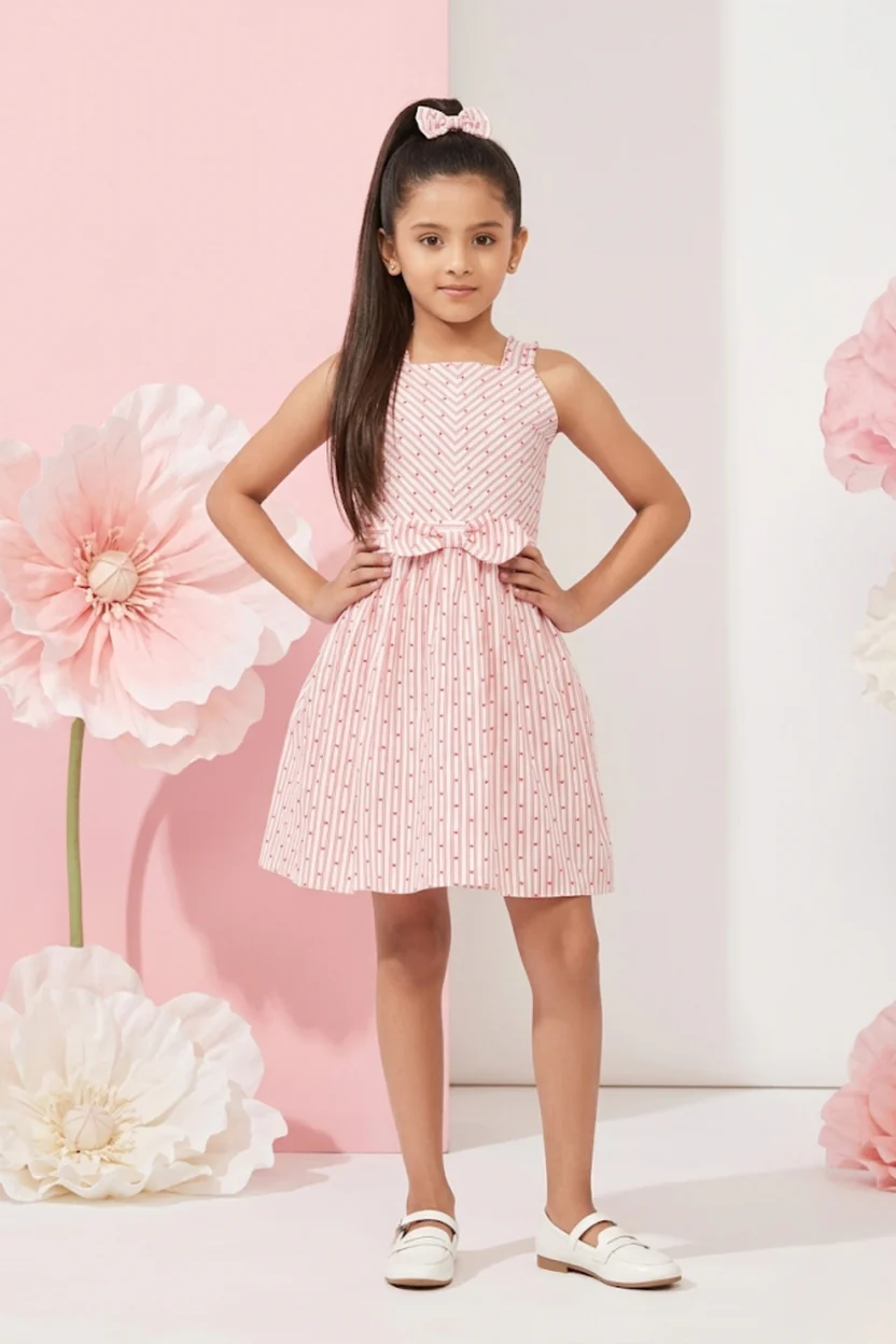 Peach Floral Fit & Flare Dress F555