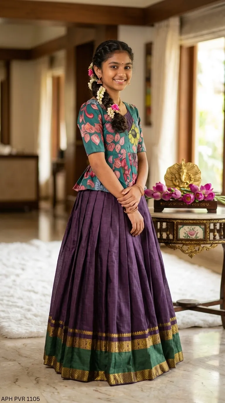 kalamkari design jacket with  heavy lace  attached Gown