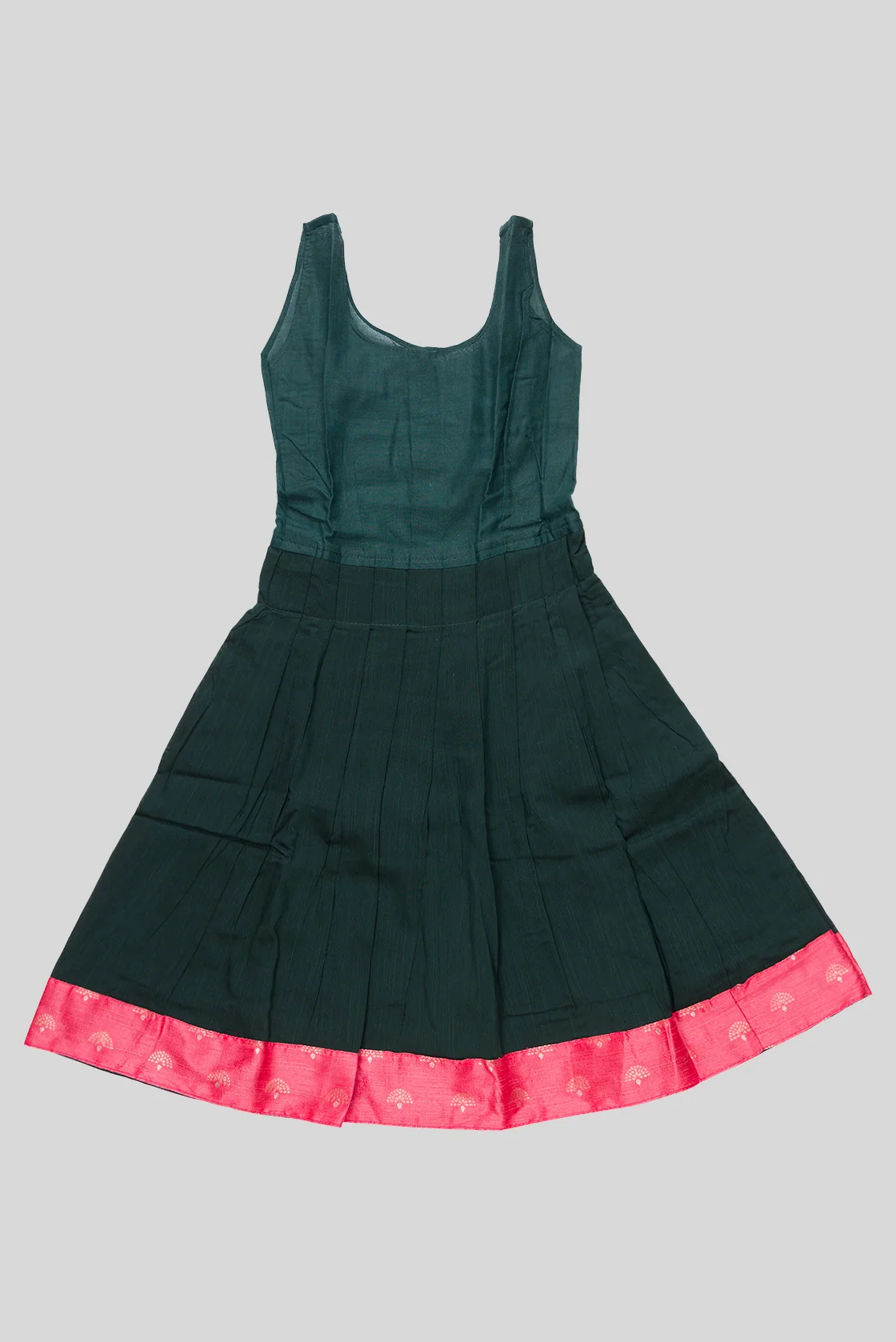 Bottle Green Readymade Cotton Pavadai Set
