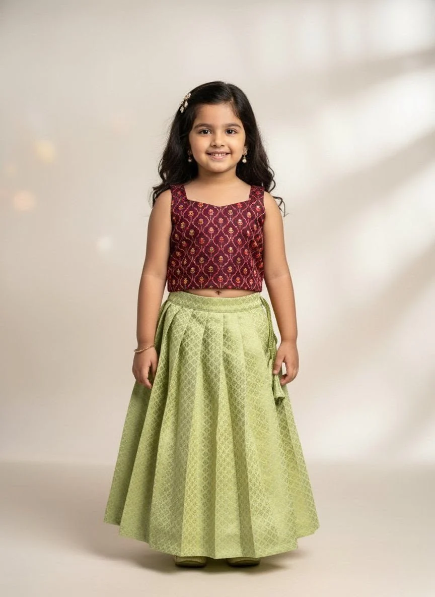 Wine Pastel Green Designer Minipattu