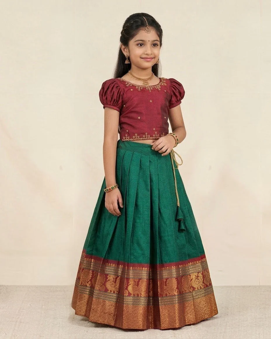 Kolam - Green Designer Minipattu