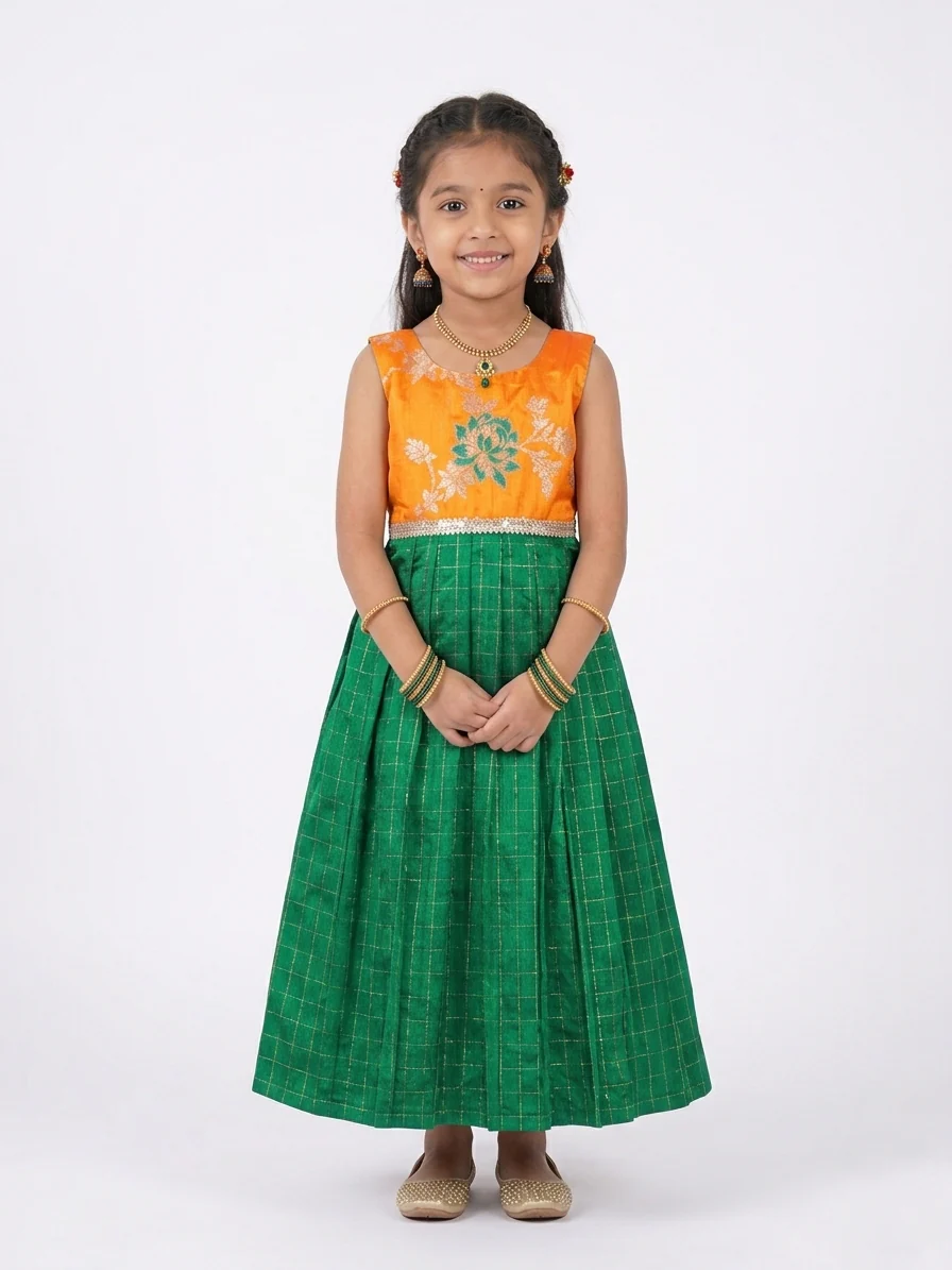 Mustard Green Frock Minipattu