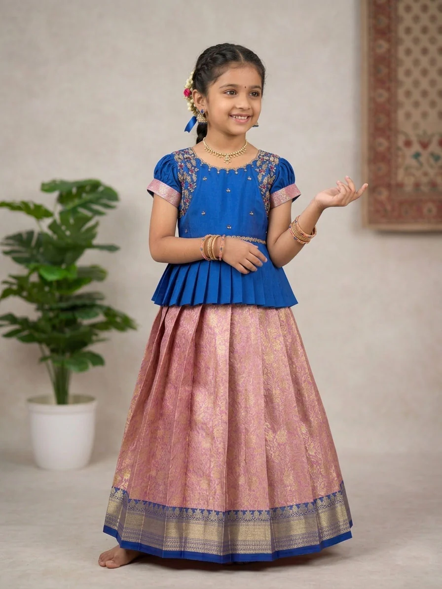 Blue Pattu Pavadai Minipattu