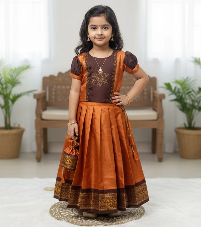 Brown Rust Orange Designer Minipattu