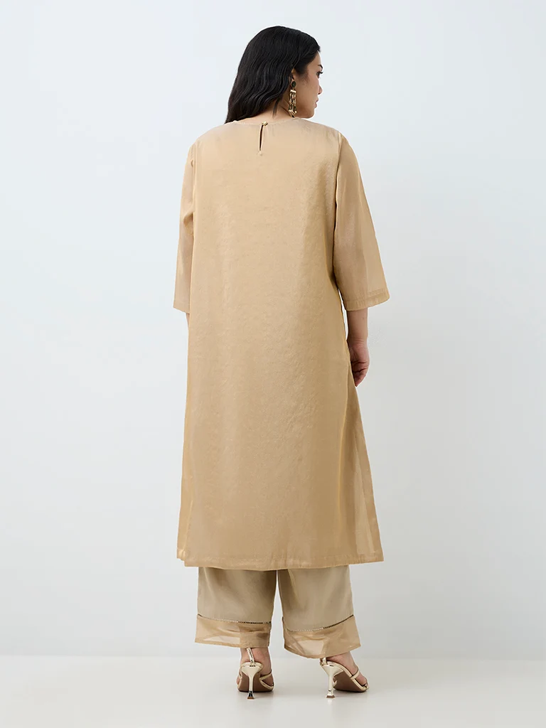 Diza Gold Embellished A-Line Kurta