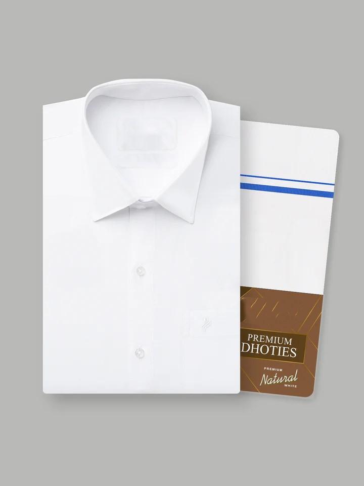 Plain White Dhoti Shirt Combo