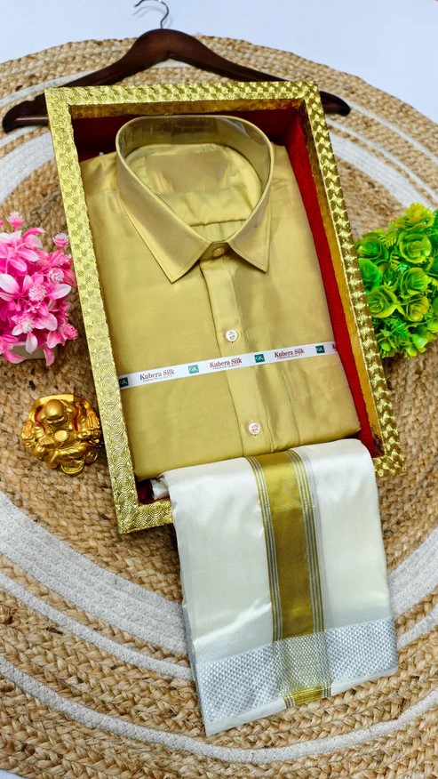 White Traditional Veshti Set