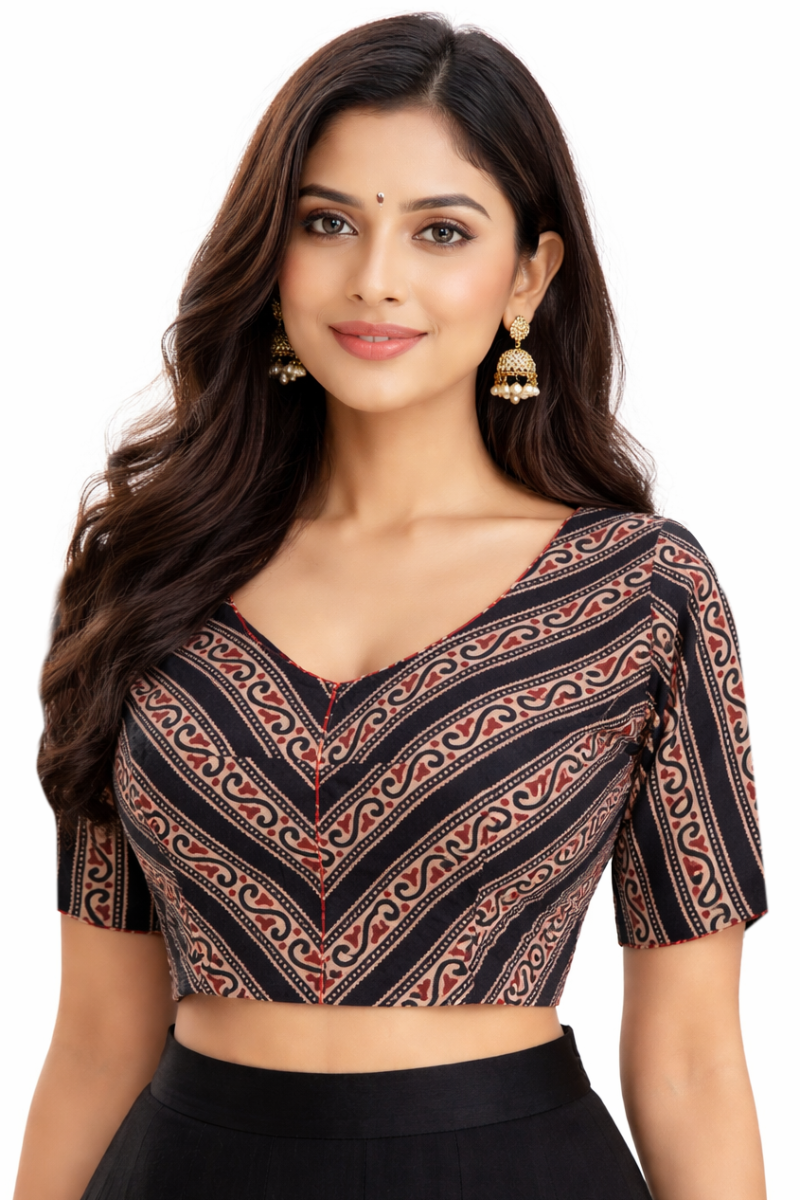 Black Chevron Pattern Blouse
