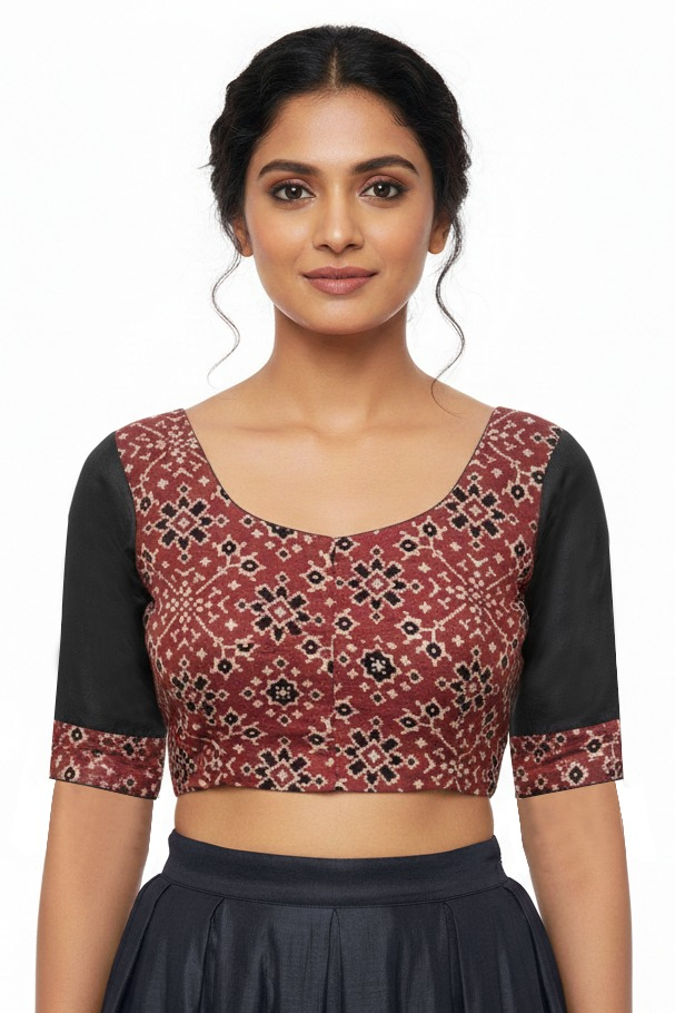 Black & Red Printed Ethnic Blouse