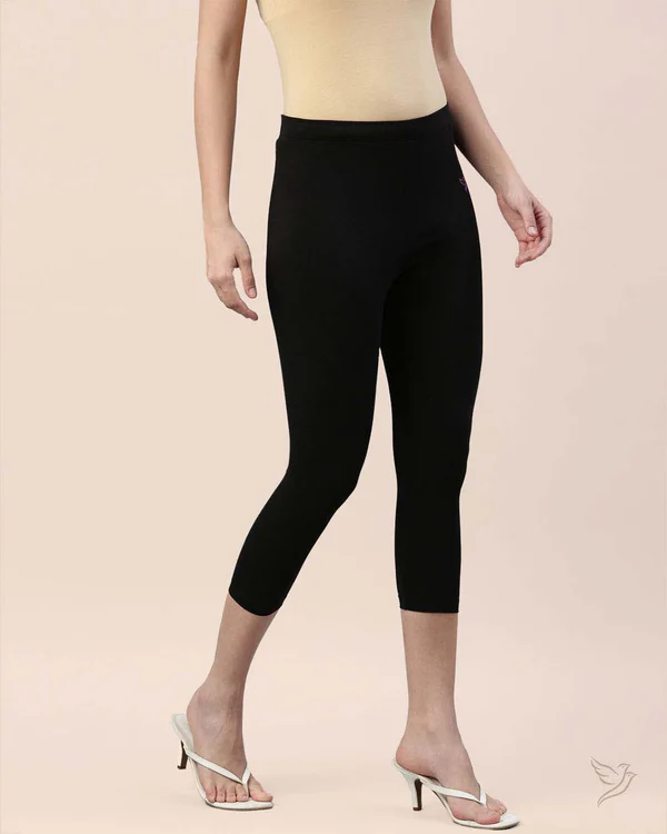 Cotton Capri Legging Carbon Black