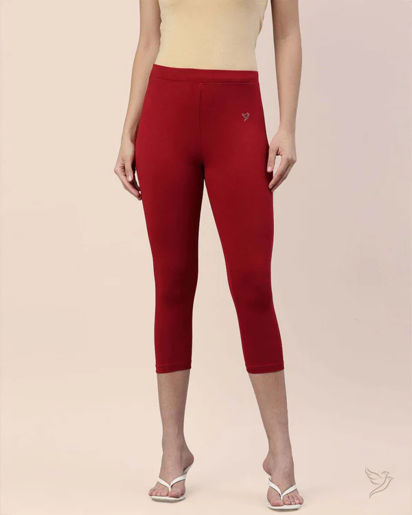 Cotton Capri Legging Burgundy