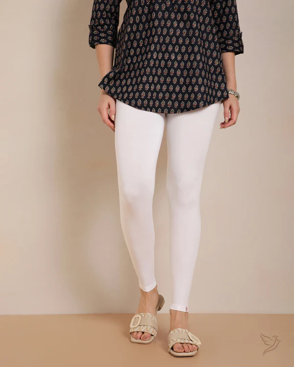 Bamboo Modal Ankle Legging White