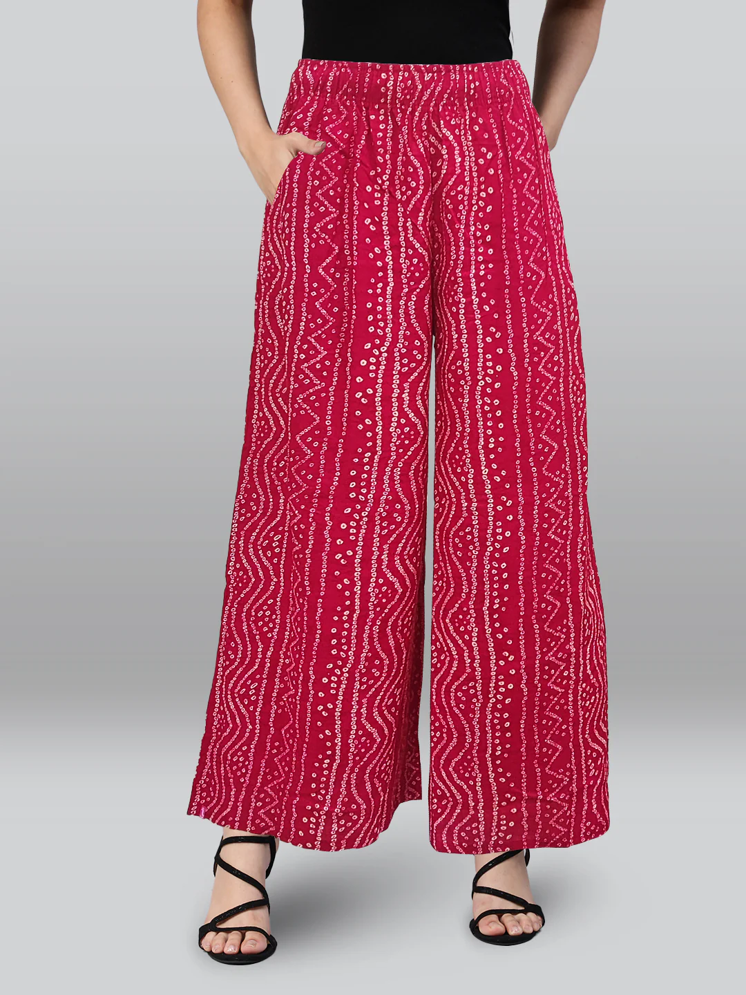 Red Printed Rayon Palazzo