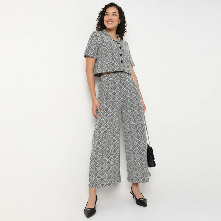 Straight Fit Printed High Rise Palazzo