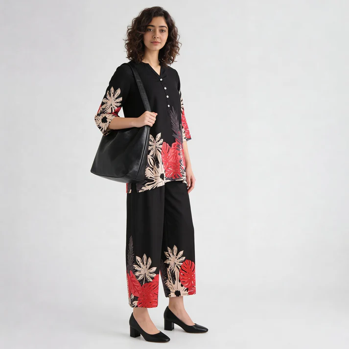 Structured Ankle Length High Rise Palazzos