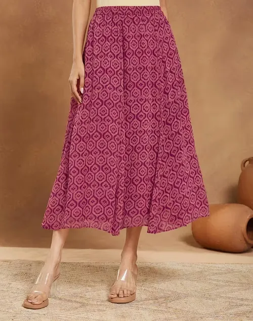 Pink Viscose Skirt Maxi
