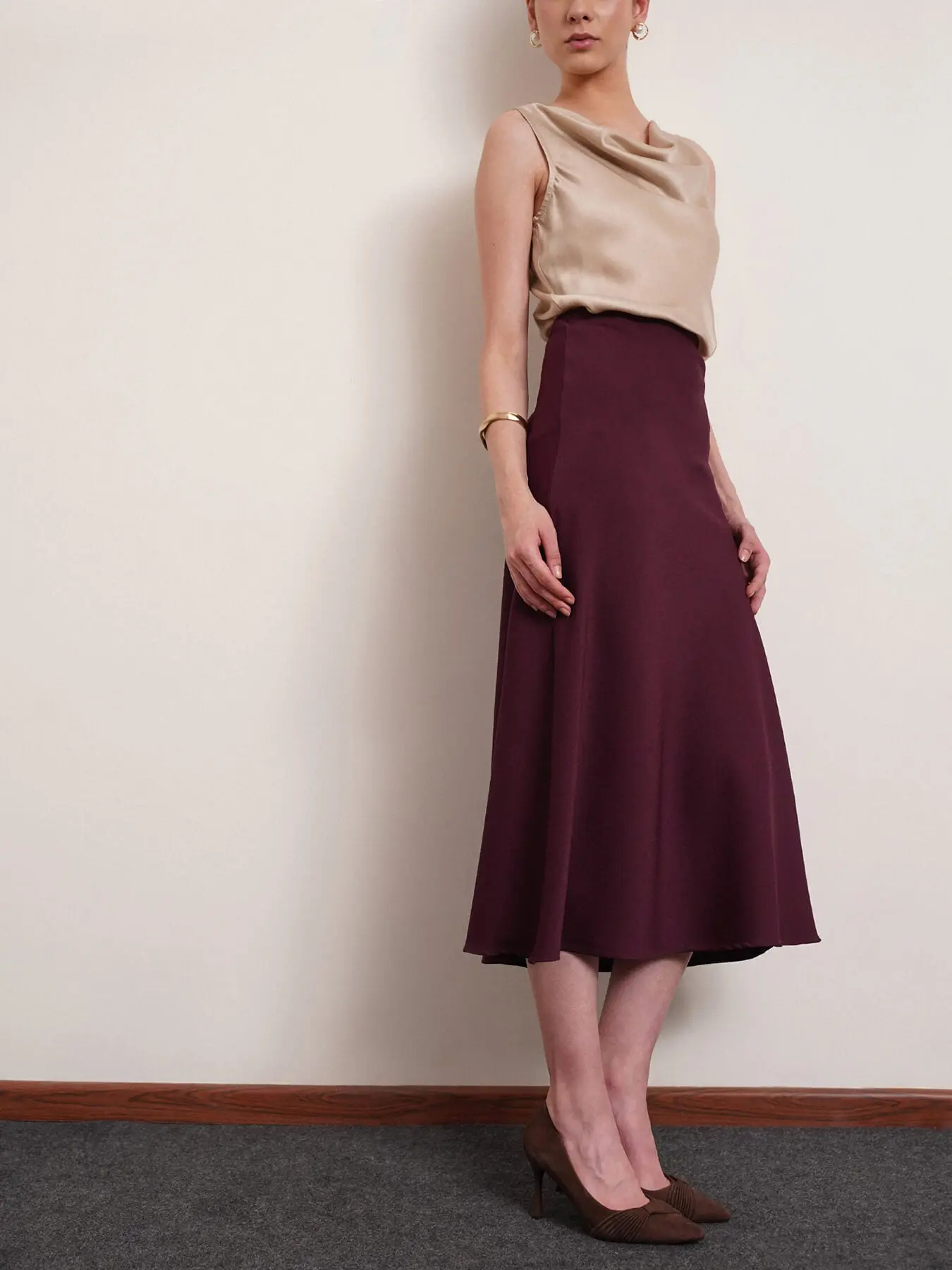 A- Line Skirt Wine Fabletreet