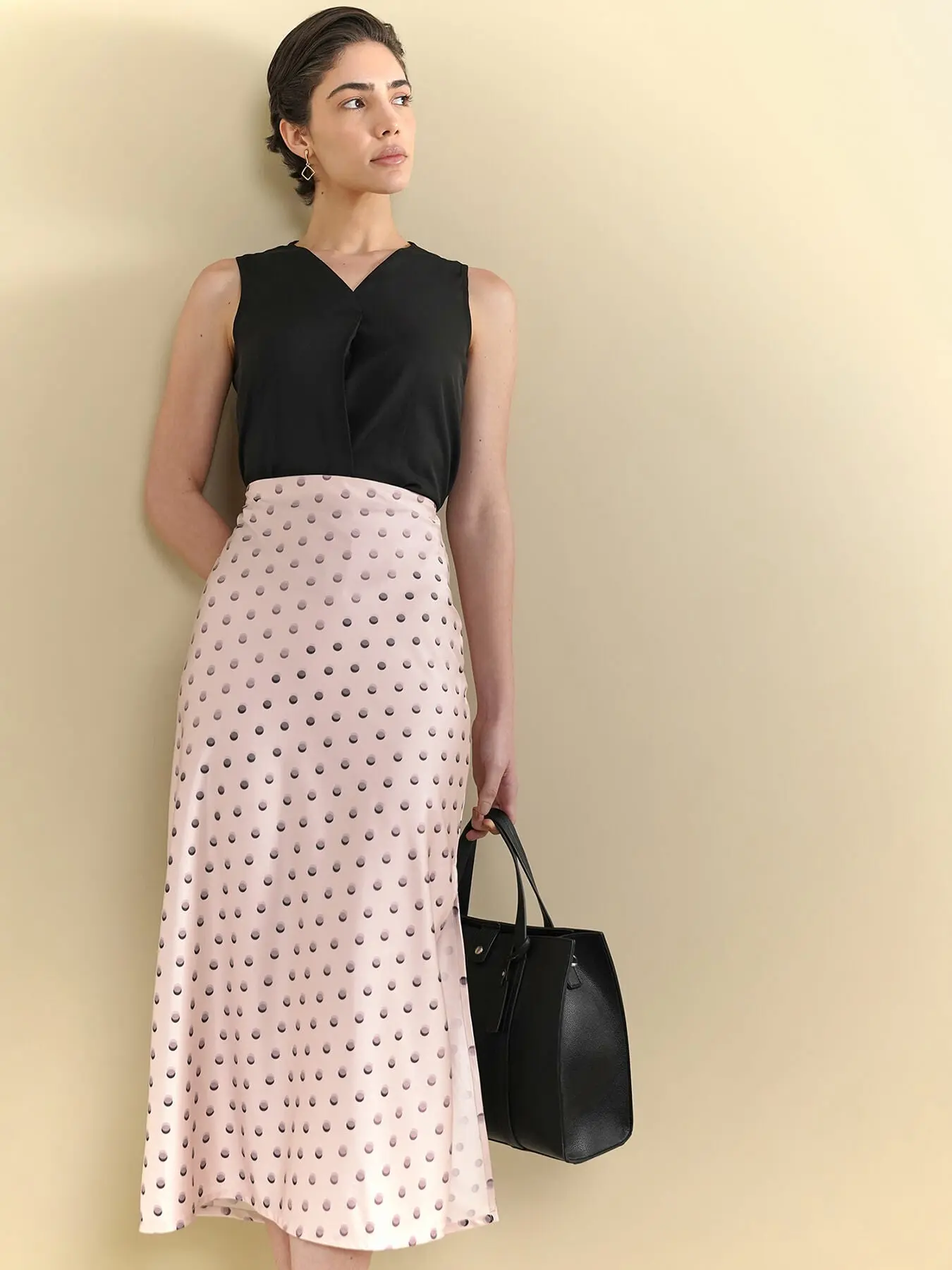 Satin Flared Skirt White