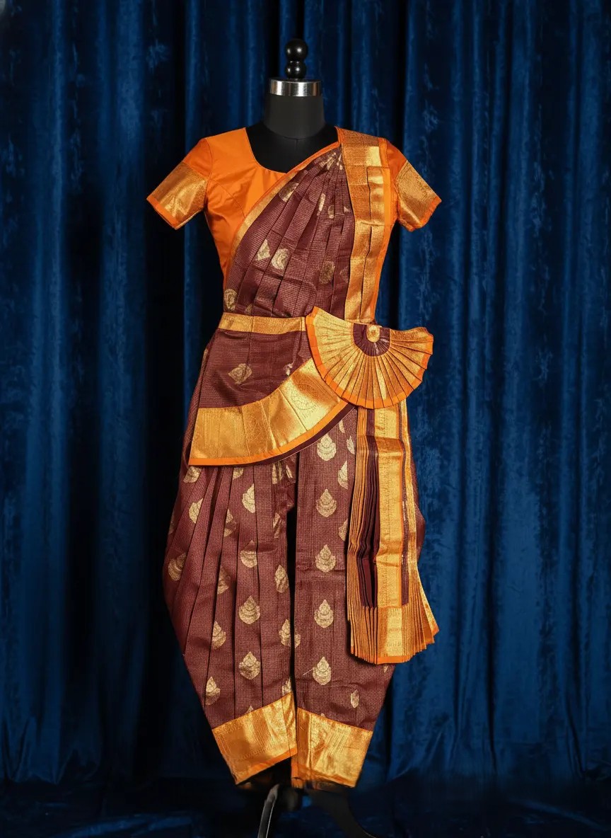 Maroon with Orange | Readymade Pant Costume | Bharathanatyam