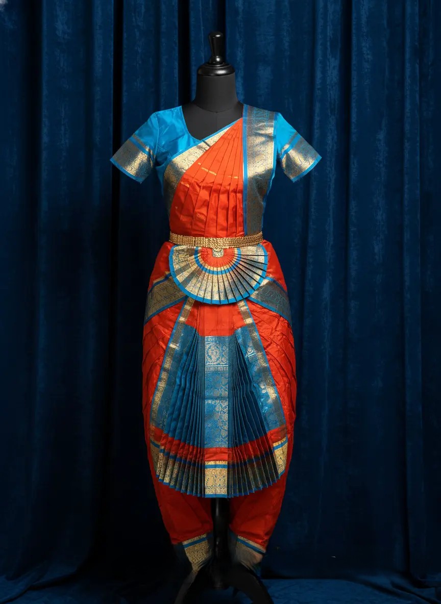 Red with Blue | Readymade Pant Costume | Bharathanatyam