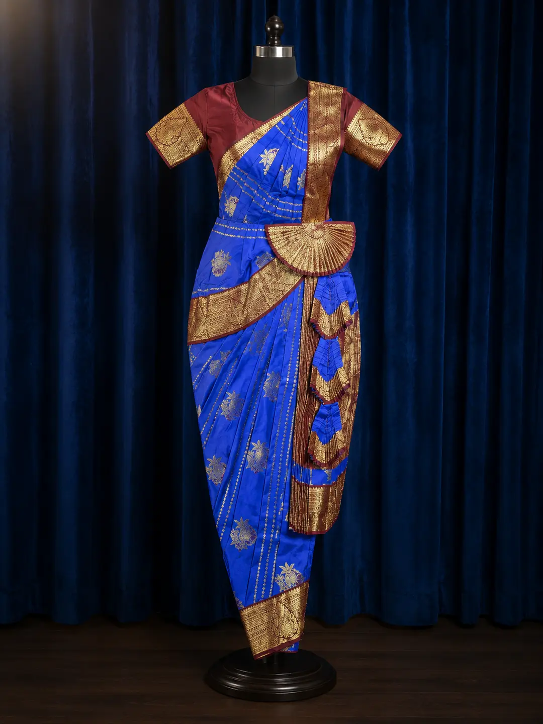 Ink Blue with Meroon | Readymade Pant Costume | Bharathanatyam