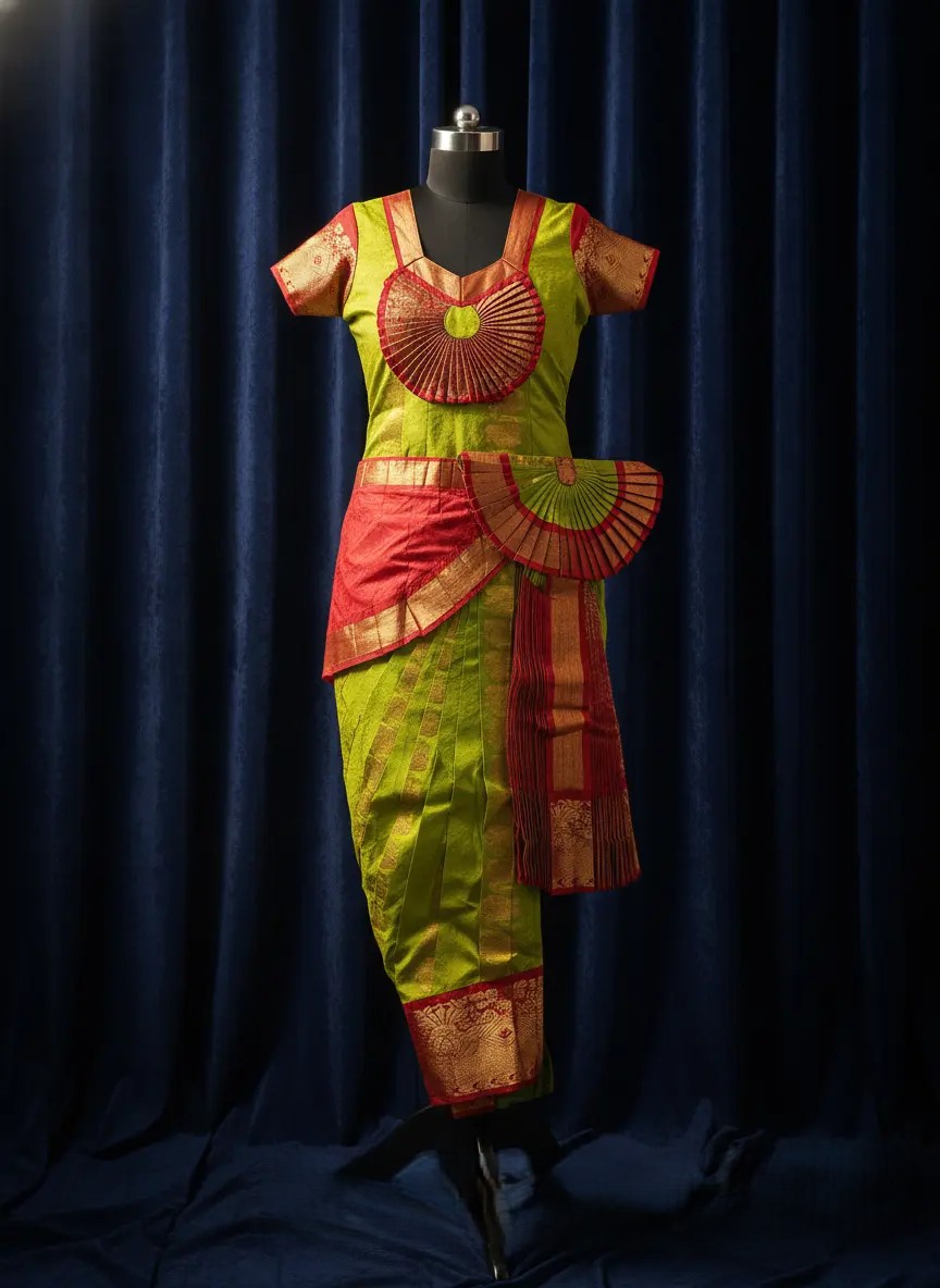 Sneha Green w Red | Readymade Pant Costume | Bharathanatyam