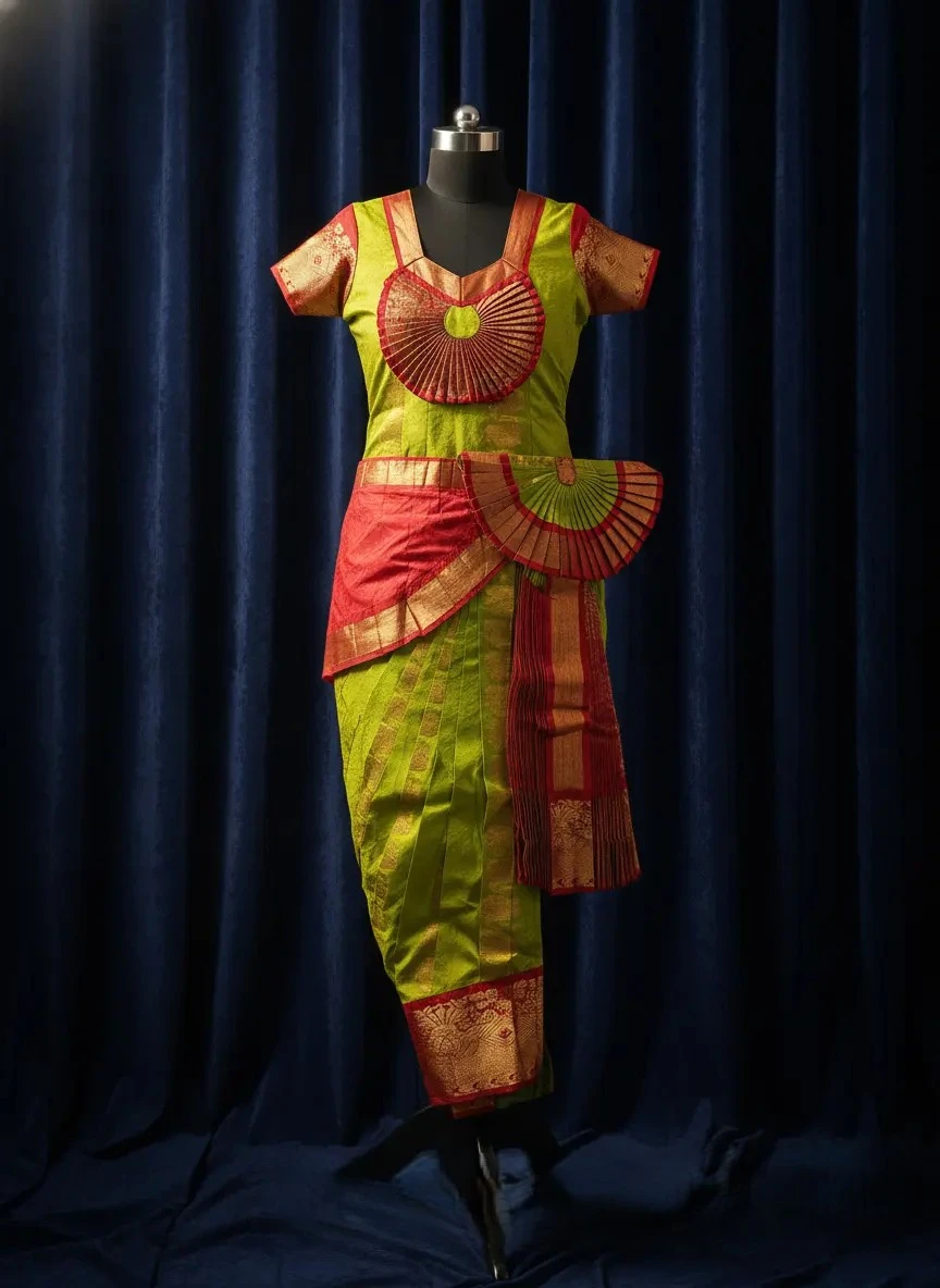 Sneha Green w Red | Readymade Pant Costume | Bharathanatyam
