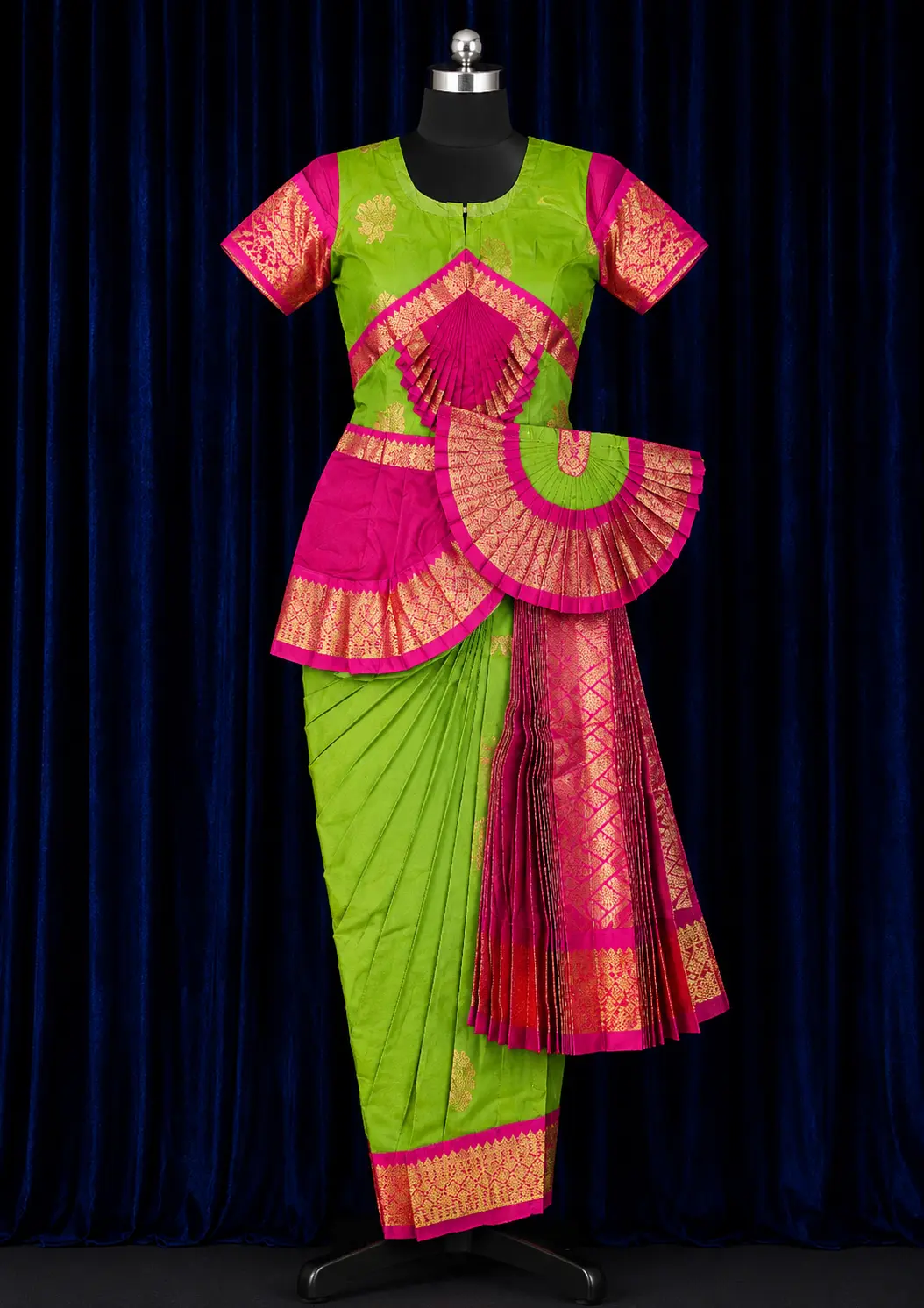 Parrot Green w Pink | Readymade Pant Costume | Bharathanatyam