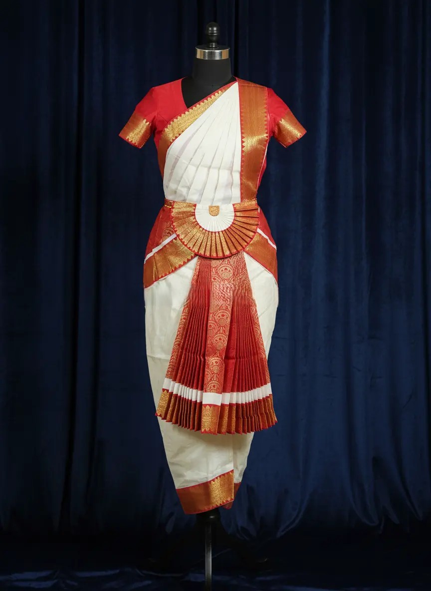 Off White with Red | Readymade Pant costume | SSD | Bharatnatyam