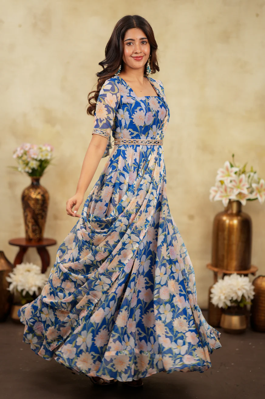 Indo Western Pre Draped Saree Gown