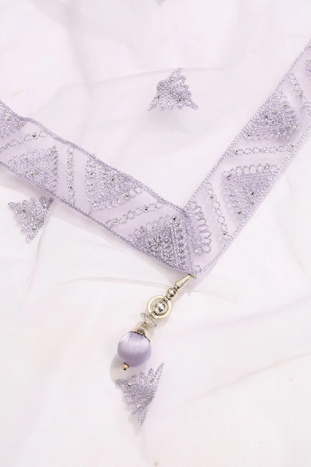 Purple Net Floral Embroidered Gown With Stone Work