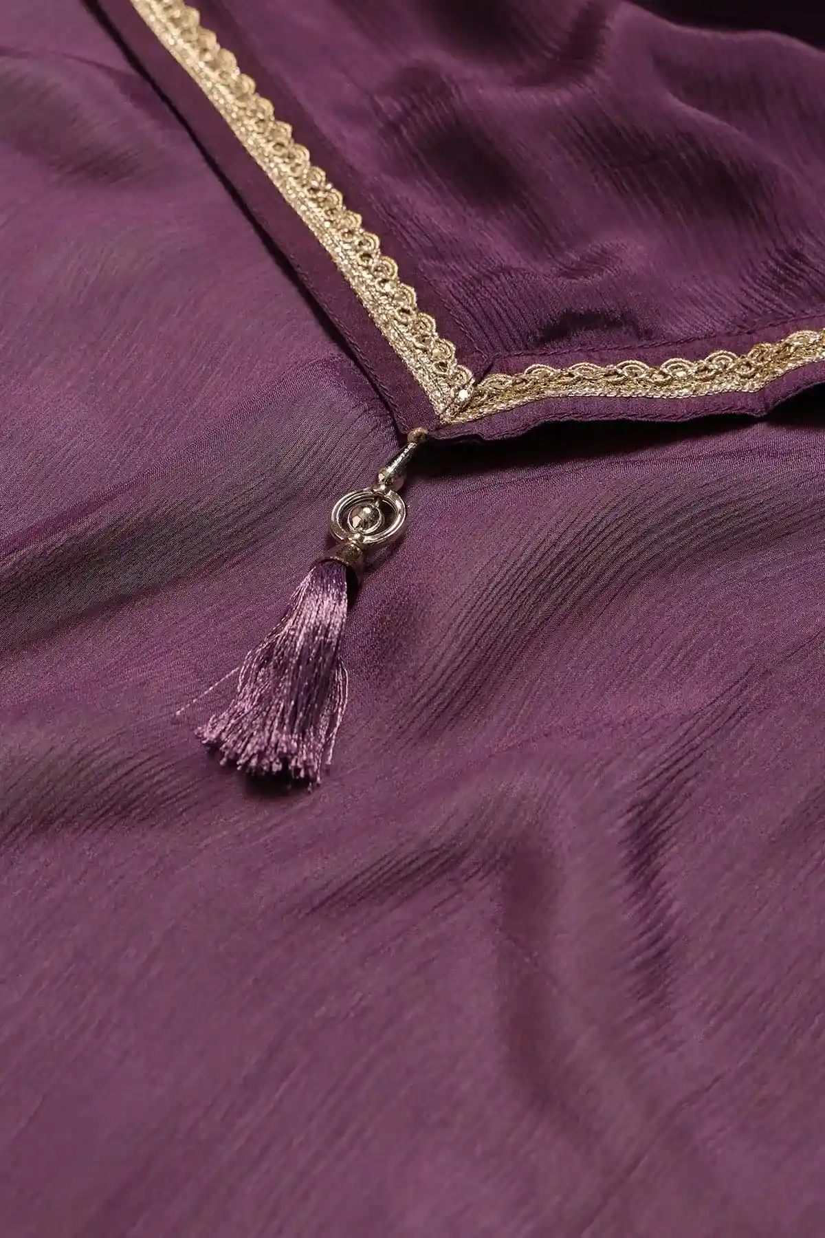 Purple Viscose Brocade Zari Woven Gown With Beads And Stones