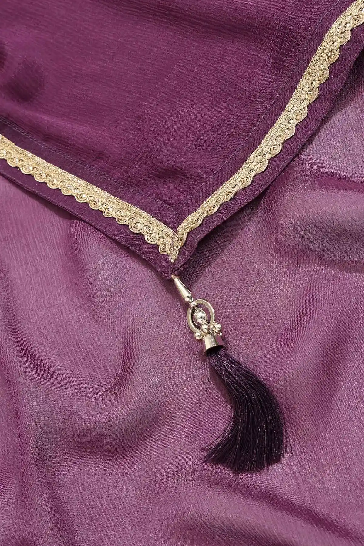 Purple Viscose Zari Woven Gown With Beads And Stones