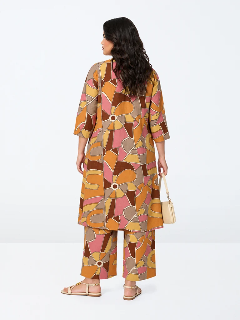 Diza Multicolour Abstract Printed A-Line Kurta