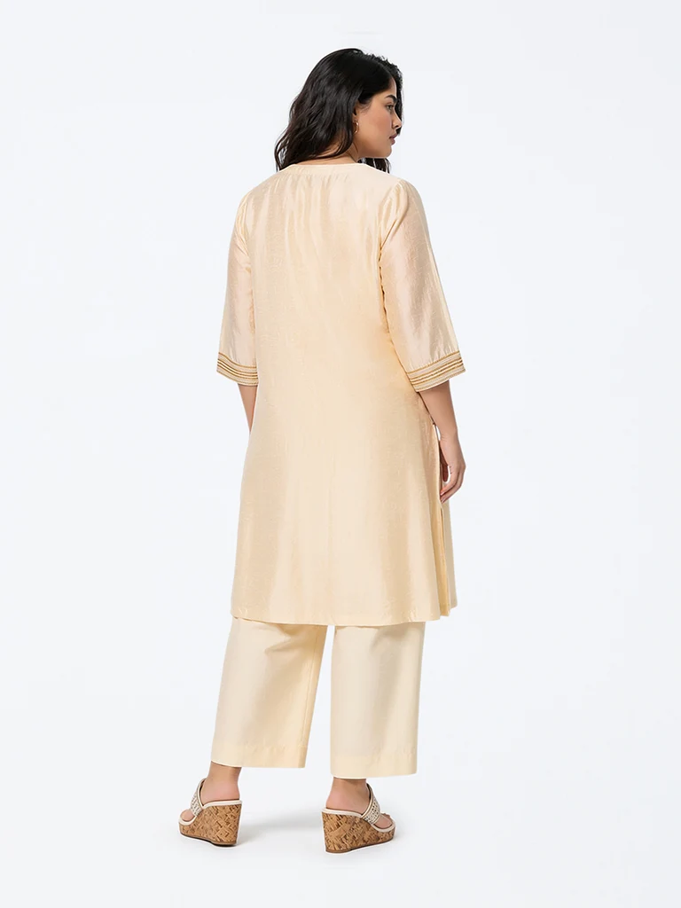 Diza Ivory Embellished A-Line Kurta