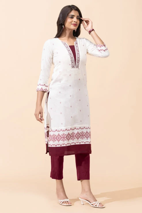 Off White Jamdhani Cotton Kurta