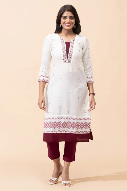 Off White Jamdhani Cotton Kurta