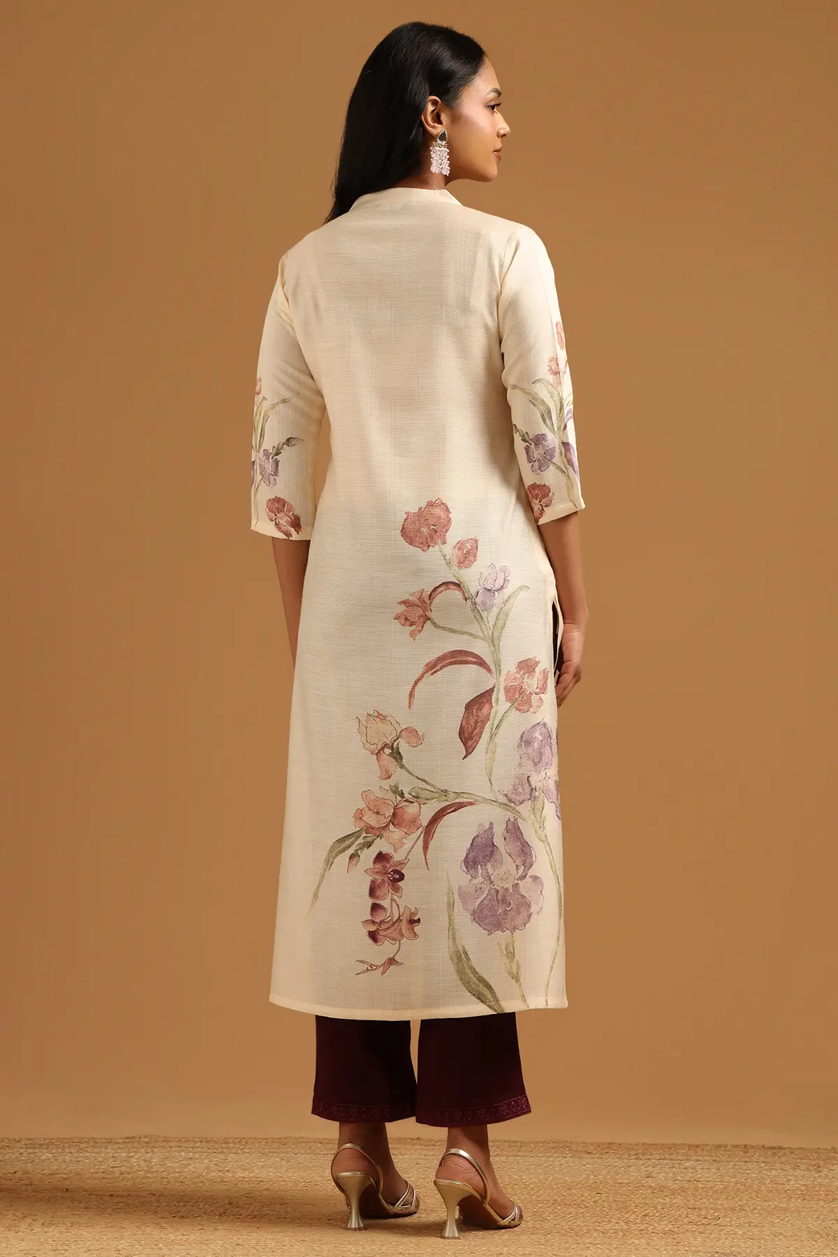 Beige Desert Storm Botanical Printed Kurta