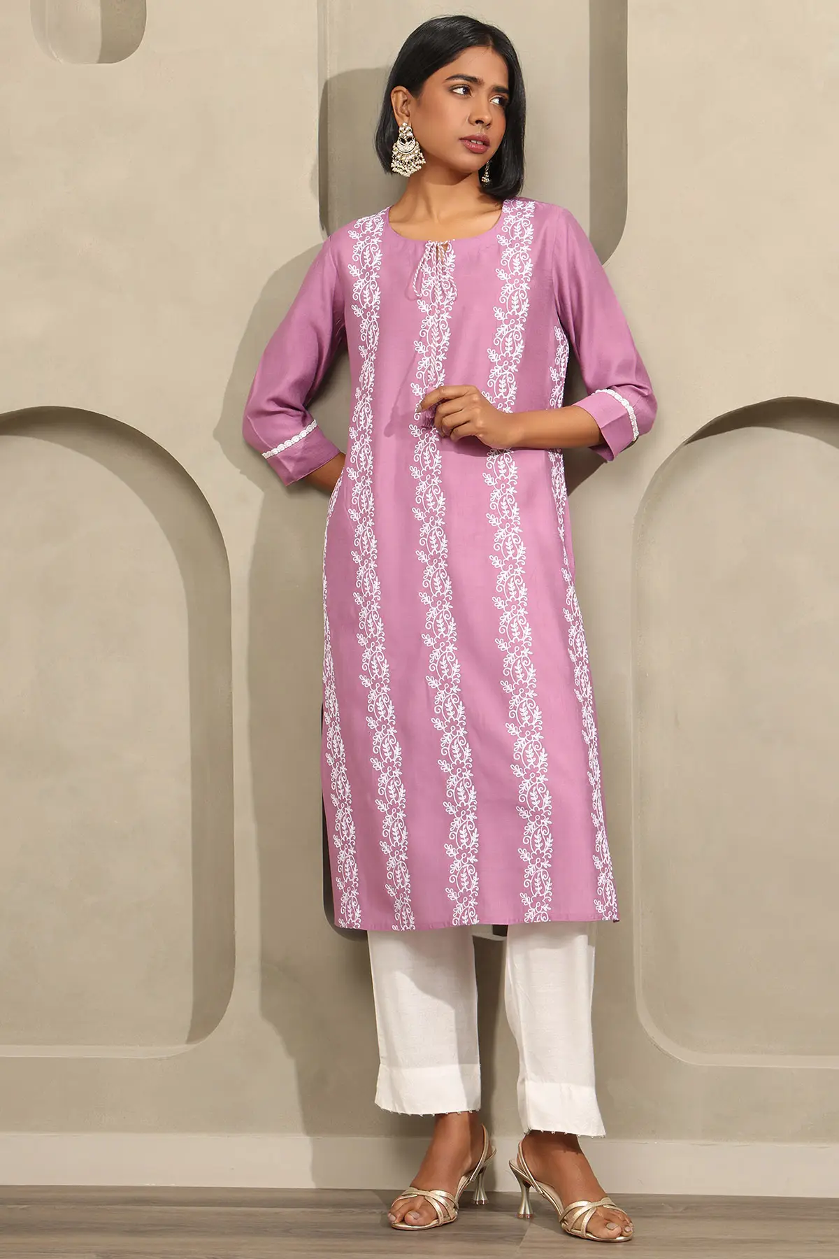 Purple Desert Storm Ethnic Motifs Embroidered Kurta
