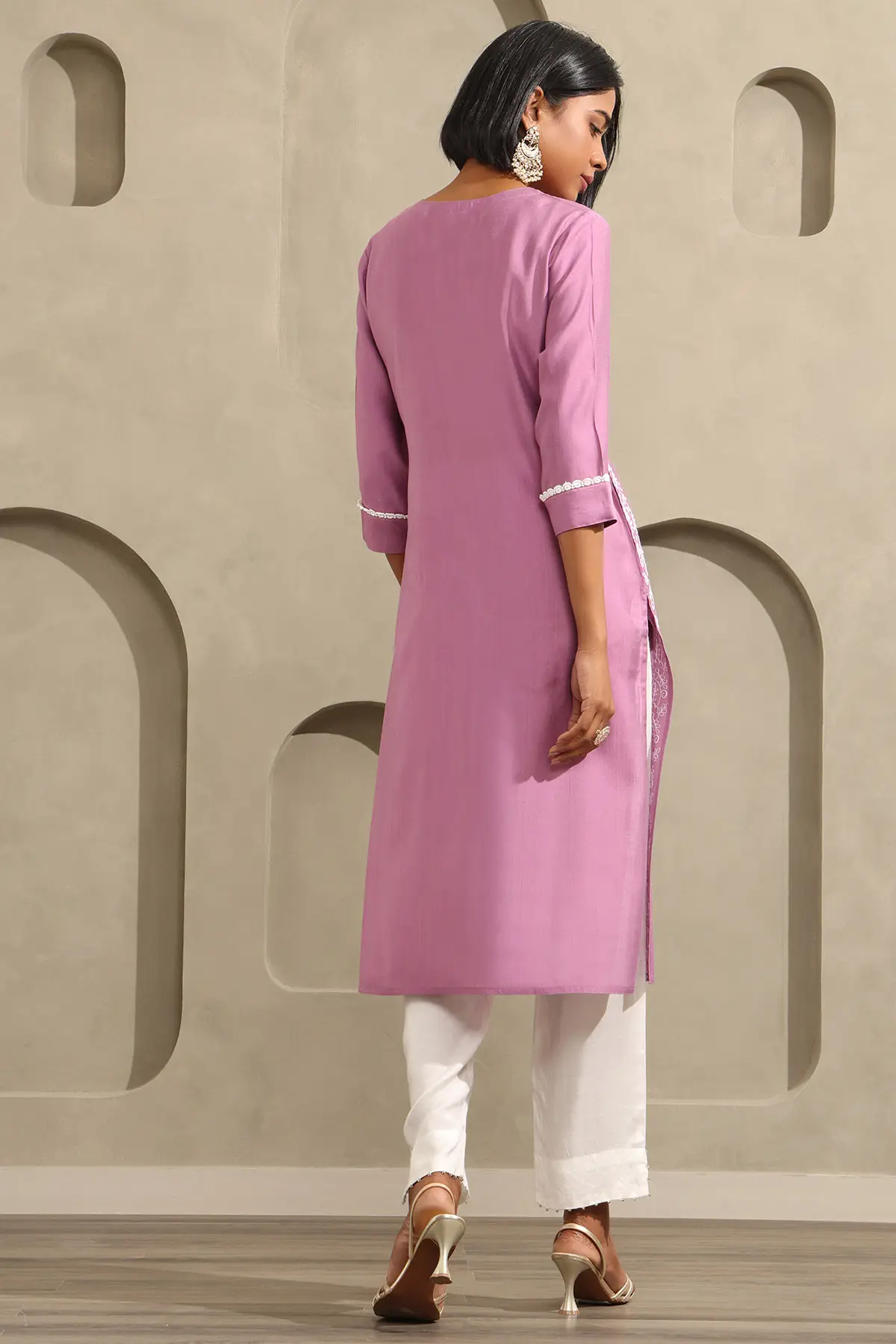 Purple Desert Storm Ethnic Motifs Embroidered Kurta
