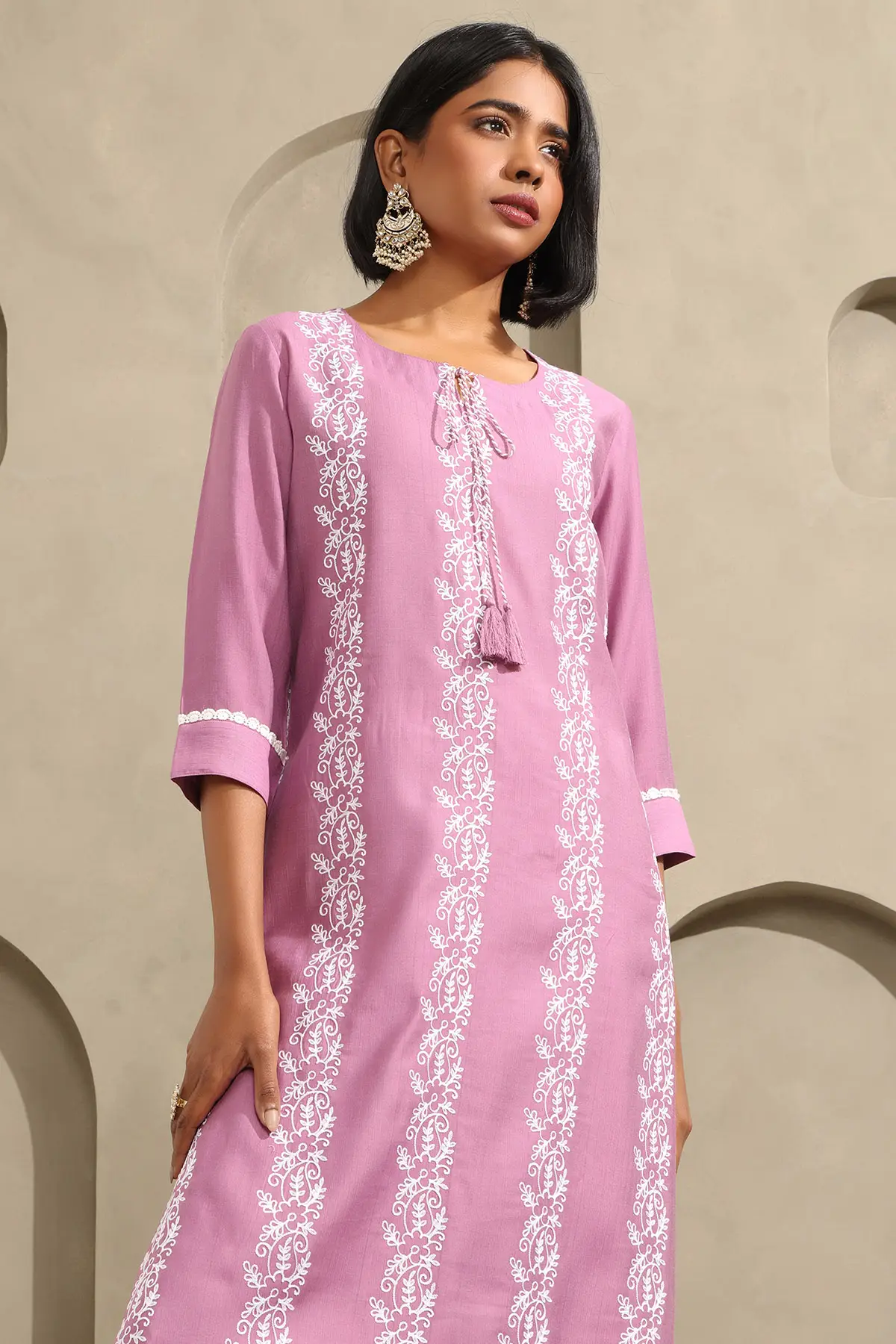 Purple Desert Storm Ethnic Motifs Embroidered Kurta