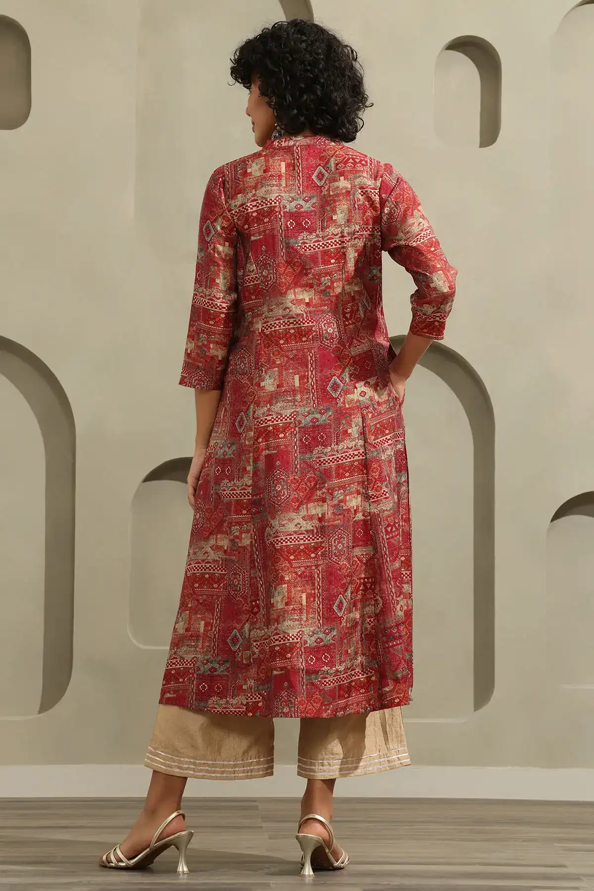 Rust Muslin Ethnic Motifs Printed Kurta
