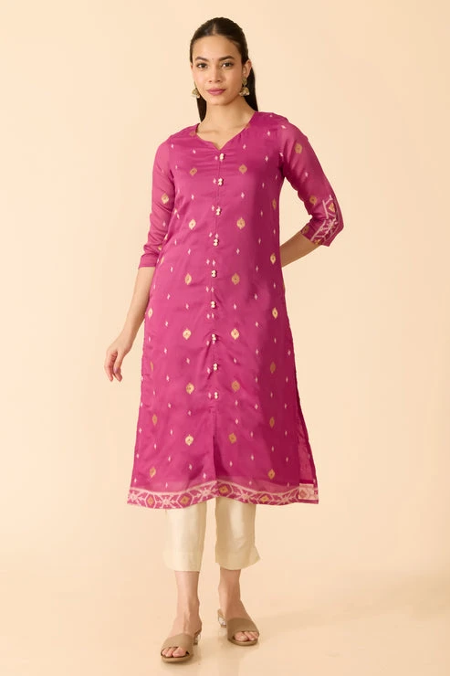 Pink Jamdhani Chanderi Kurta Set