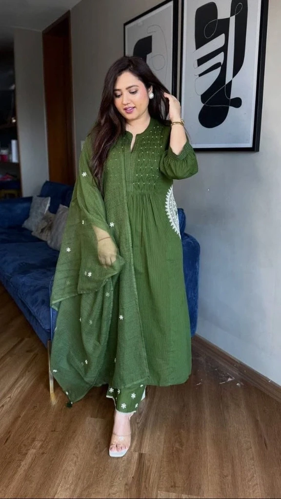 Green Valley Cotton Kurta Set