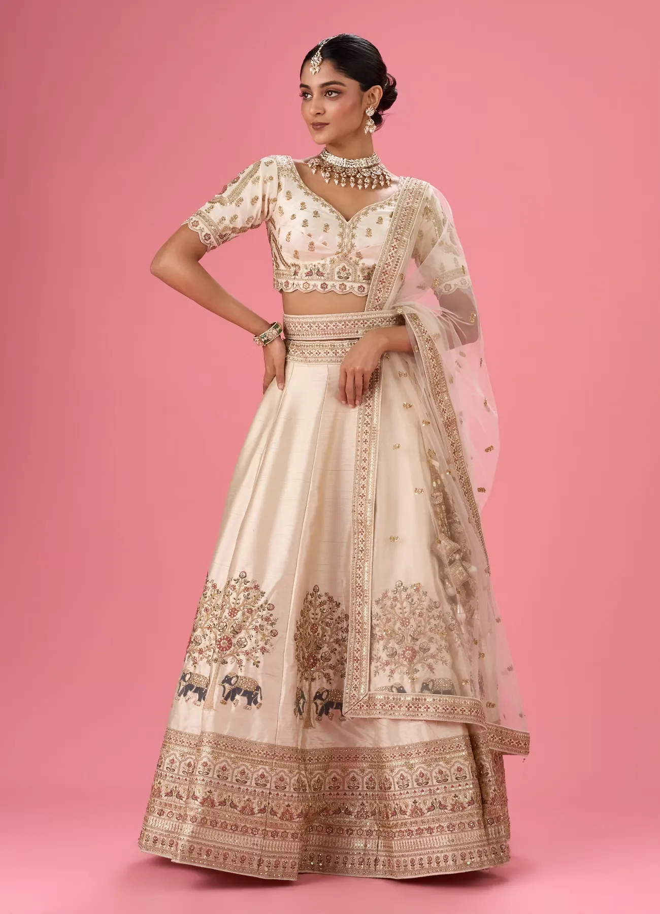 Cream Classic Lehenga