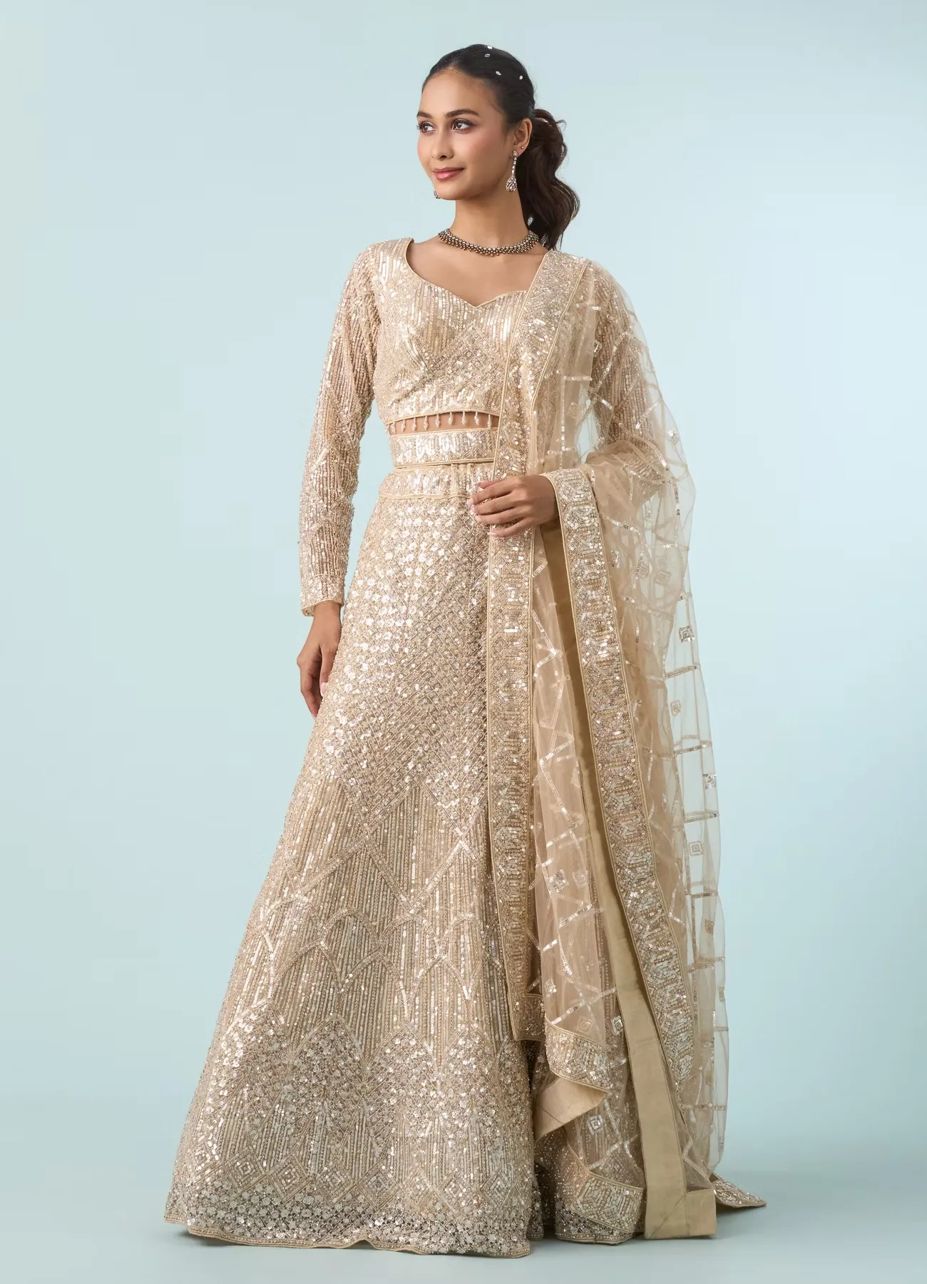 Cream Enchanting Elegance Lehenga
