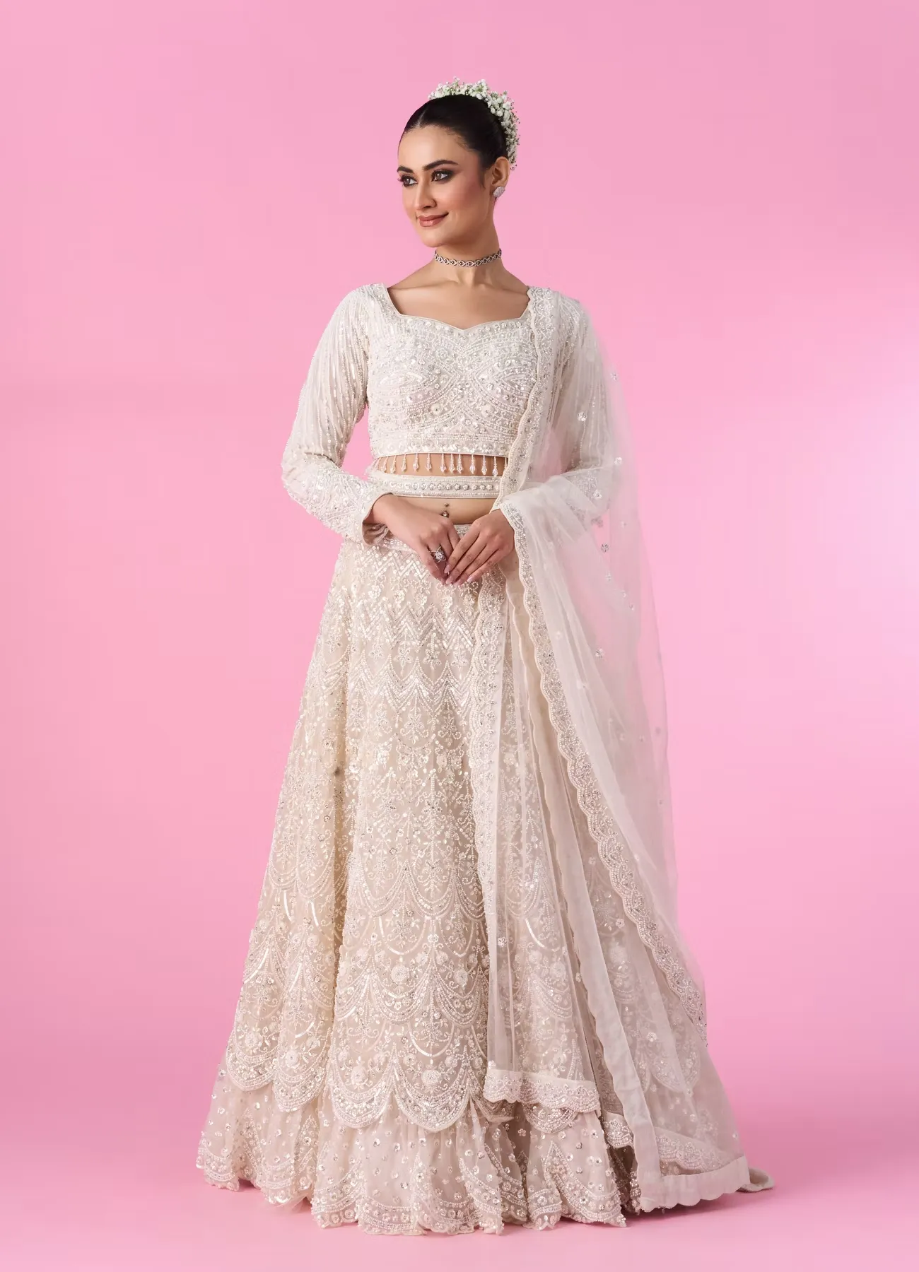 Ethereal Cream Bridal Lehenga
