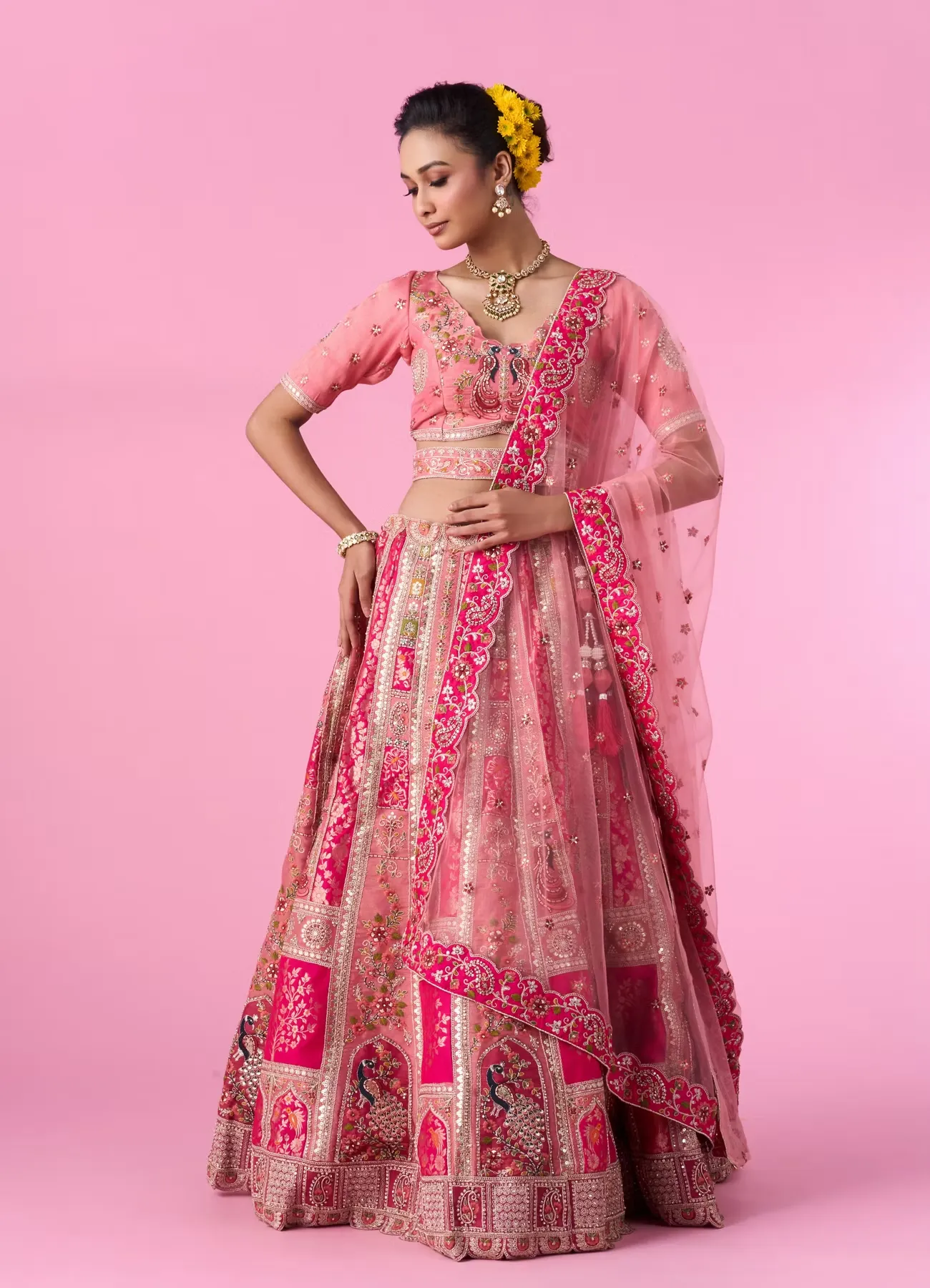 Grandiose Pink Brilliance Lehenga