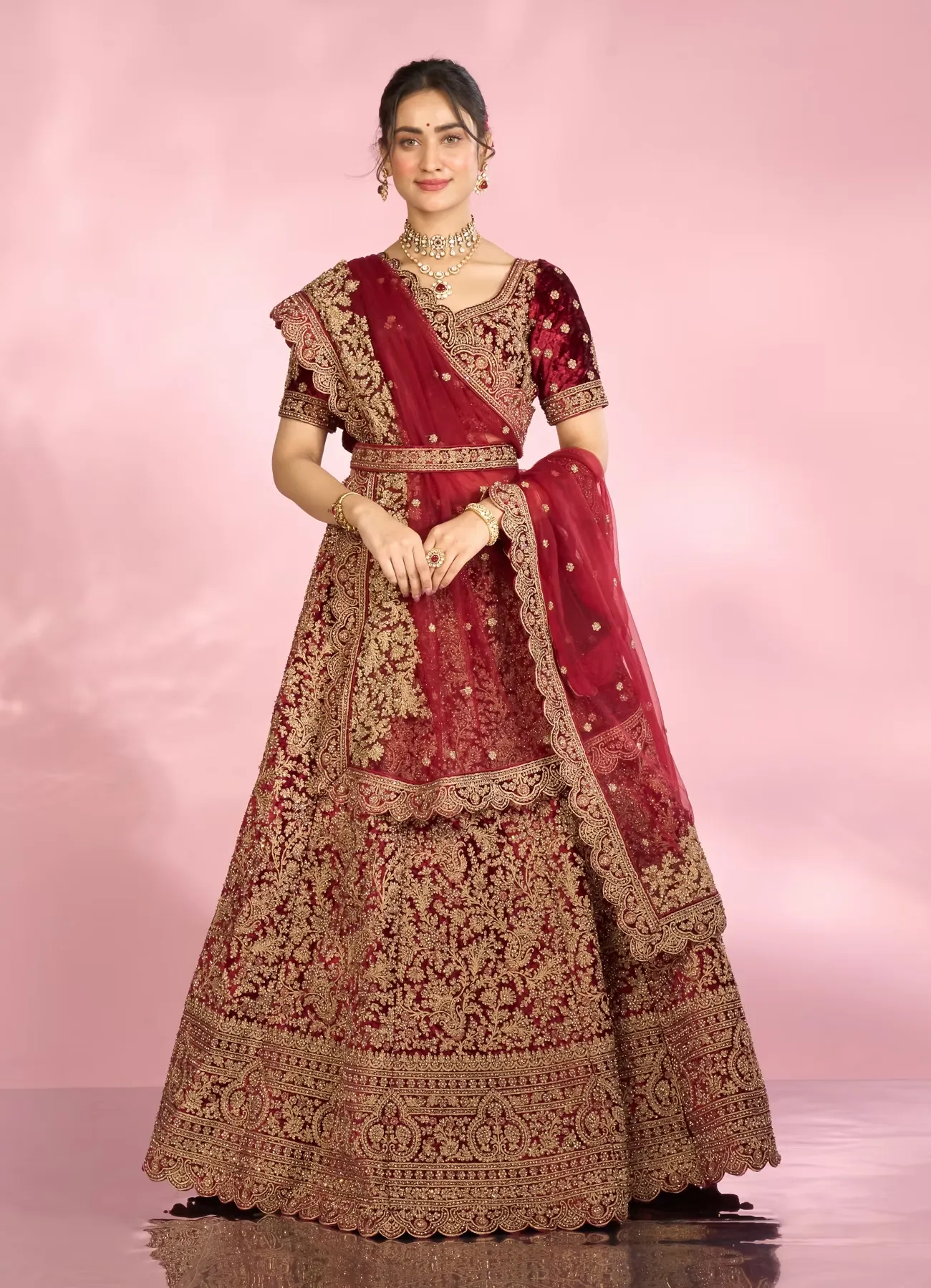 Maroon Extravagance Bridal Lehenga