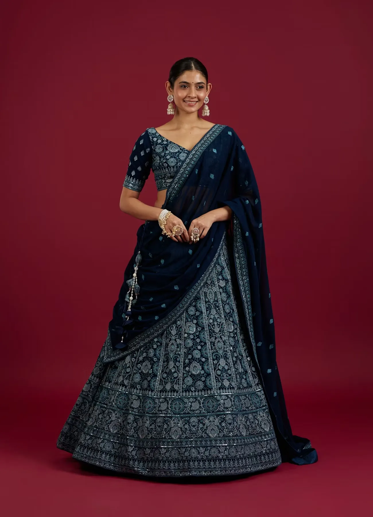 Blue Georgette Lehenga